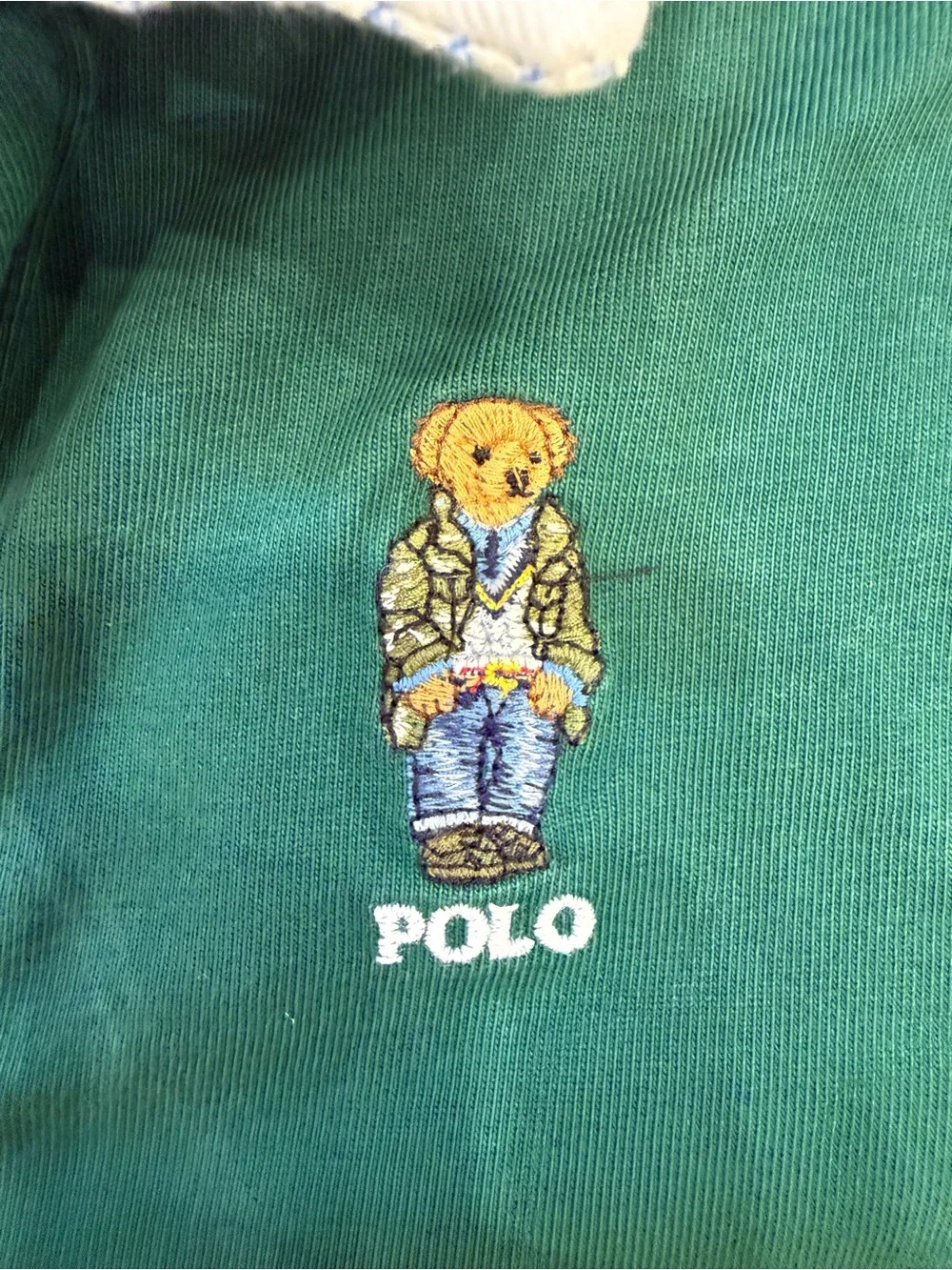 Polo by Ralph Lauren Forest Green Polo with White Contrast Collar